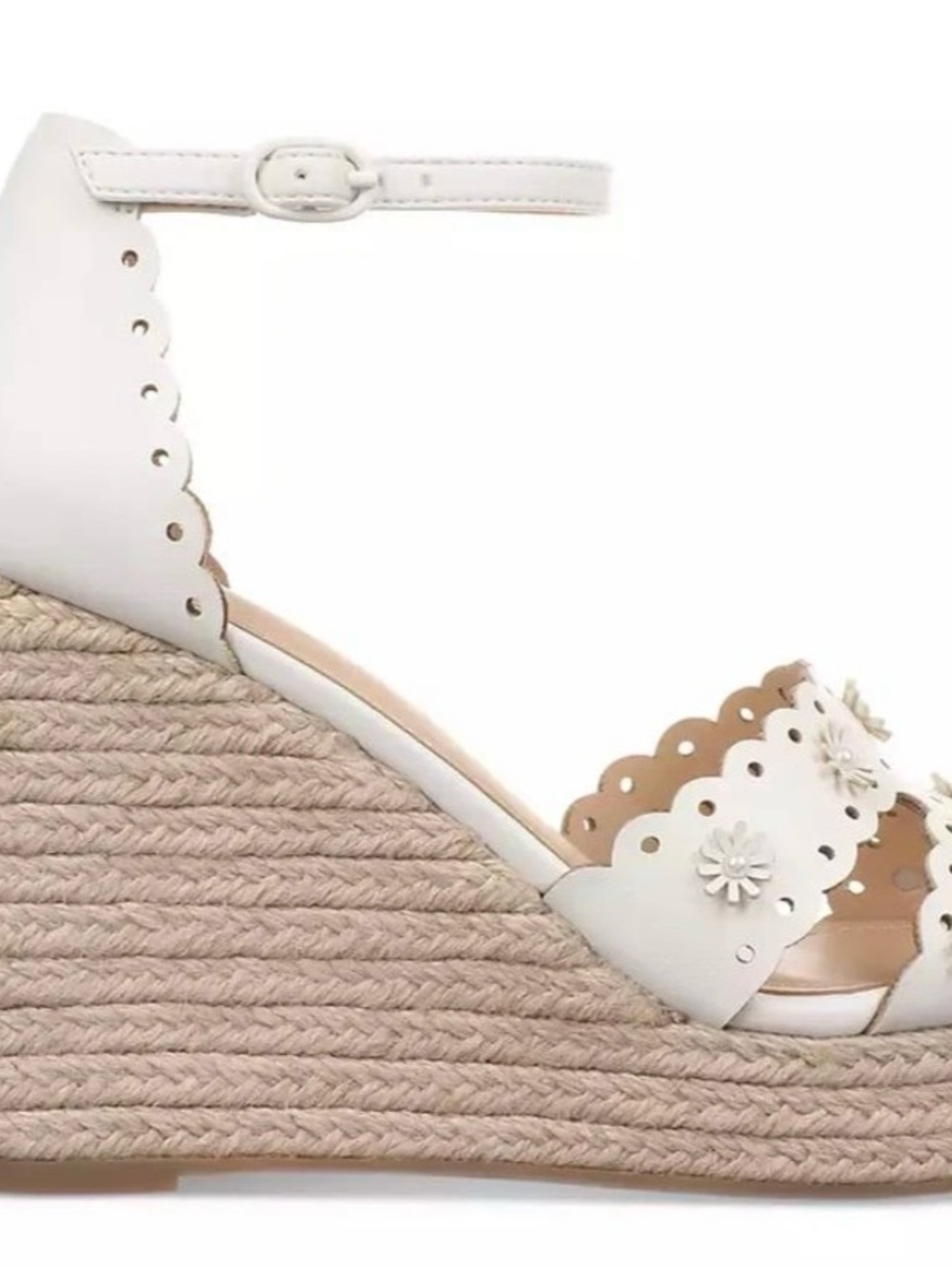 ON 34TH NWB $79 Theodoreep White Linen Espadrille Wedge Sandals - Picture 2 of 7